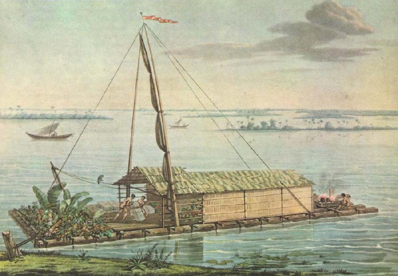 unknow artist Alexandria von Humboldt anvande that raft pa Guayaquilfloden in Ecuador wonder its sydameri maybe expedition 1799-1804 oil painting image